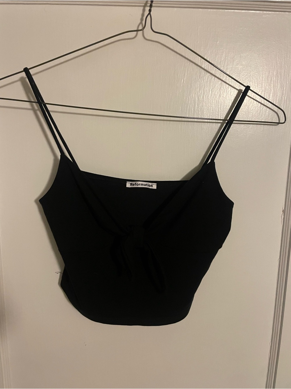 Reformation Black Tie-Front Crop Tank Women’s Size XS
